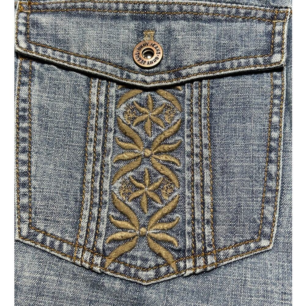 DKNY Vintage SOHO bootcut jeans distinctive geometric embroidery y2k sz 10